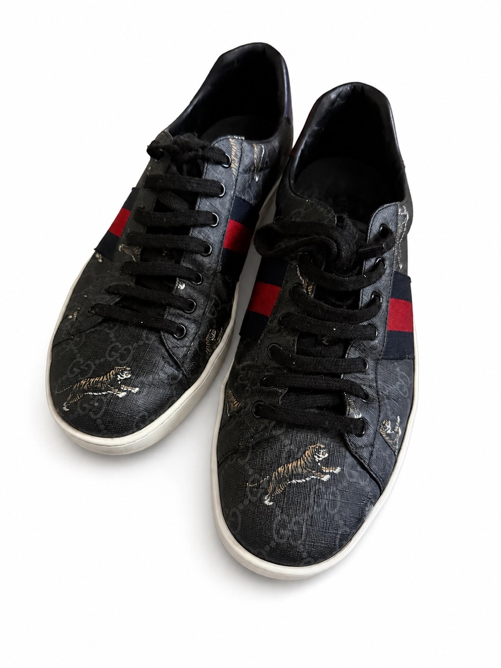 Gucci Ace GG Supreme Tiger Print Sneakers Men’s Size 12